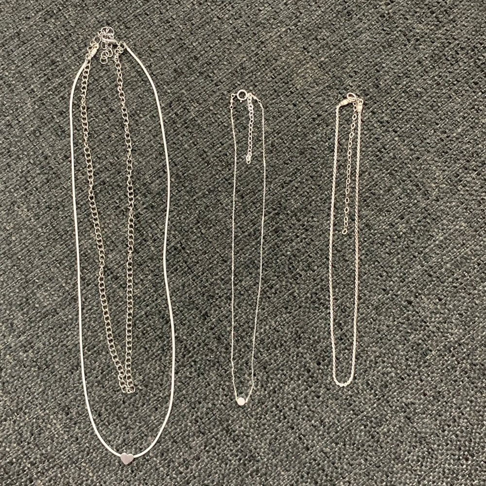 Set of Three Silver Chokers